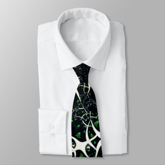 Cravate Fracale blanche imparfaite sur l'espace noir, tric (Attaché)