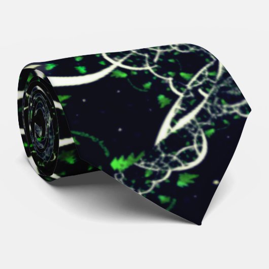 Cravate Fracale blanche imparfaite sur l'espace noir, tric (Roulé)