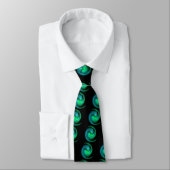 Cravate FRACTAL LUMIÈRE VORTEX Bleu noir Motif vert (Attaché)