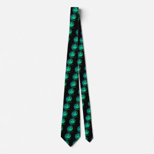 Cravate FRACTAL LUMIÈRE VORTEX Bleu noir Motif vert