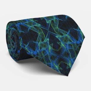 Cravate fractale Abstraite bleue, verte et noire