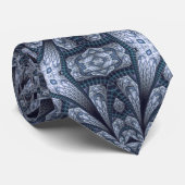 Cravate Fractale abstraite Design bleu gris noir (Roulé)