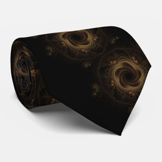 Cravate fractale Black & Gold pour hommes (Roulé)