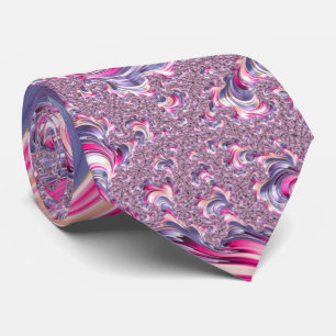 Cravate Fractale en spirale rose violet abstrait