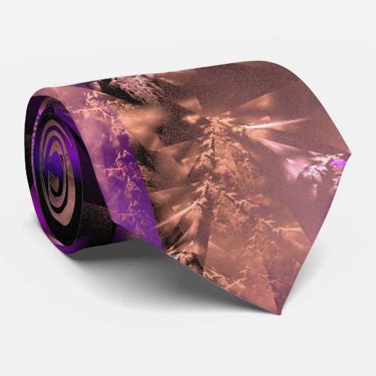 Cravate fractale moderne en noir et violet (Roulé)