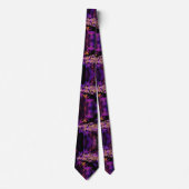 Cravate fractale moderne en noir et violet, cool (Devant)