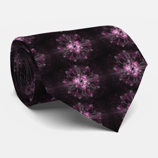 Cravate Fractale rose et noir (Roulé)