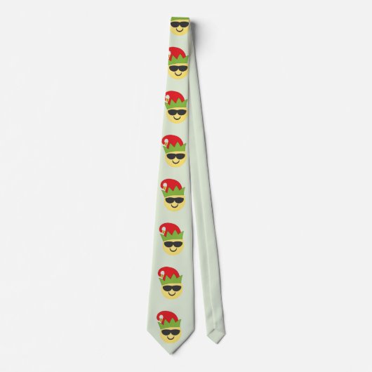Cravate fraîche d'Emoji Elf de Noël (Devant)