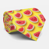Cravate Fraîches de pastèque Motif sur Jaune (Roulé)