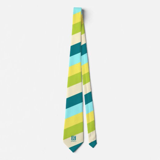 Cravate Fraîcheur et joyeux rayures colorées Monogramme (Devant)