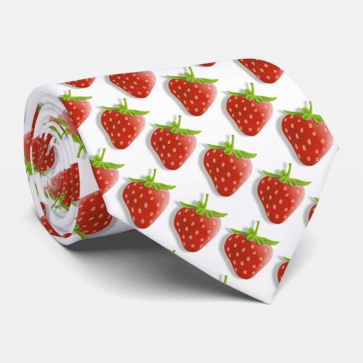 Cravate Fraises doux comme points blancs rouges motif (Roulé)