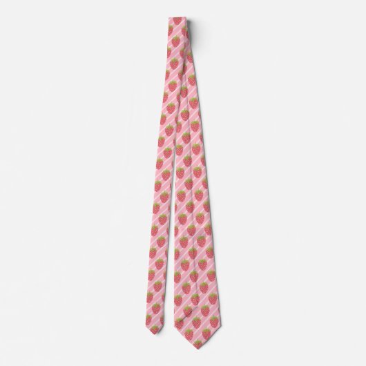Cravate Fraises mignonnes motif et rayures (Dos)