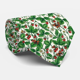 Cravate Fraises sauvages sur blanc