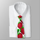 Cravate Fraises sur Motif Arrière - plan blanc (Attaché)
