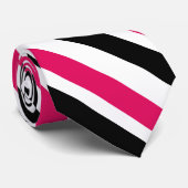 Cravate Framboise Black White Diagonal Stripes (Roulé)