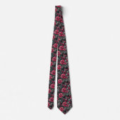 Cravate Framboise, fleurs bordeaux sur gris foncé (Dos)