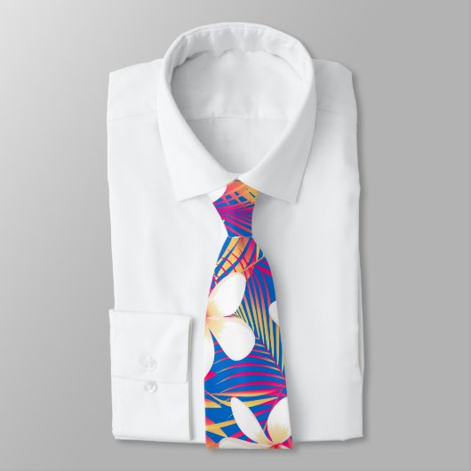 Cravate Frangipani arc-en-ciel tropical (Attaché)