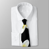 Cravate Frangipani, Fleurs, Jaune Noir (Attaché)
