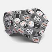 Cravate Frankenstein et amis éffrayants - noir, blanc et (Roulé)