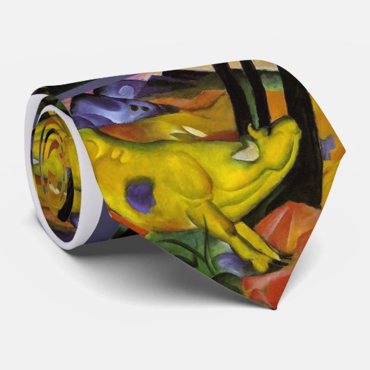 Cravate Franz Marc - vache jaune - art d'expressioniste (Roulé)
