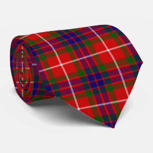 Cravate Fraser tartan red green blue purple plaid