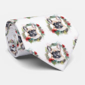 Cravate French Bulldog Christmas Wreath Festive Pup (Roulé)