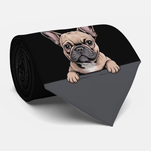 Cravate French Bulldog Funny Peeking Puppy Dog Lover (Roulé)
