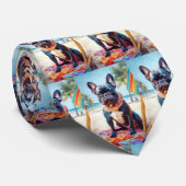 Cravate French Bulldog sur la plage, cadeau d'été pour amo (Roulé)