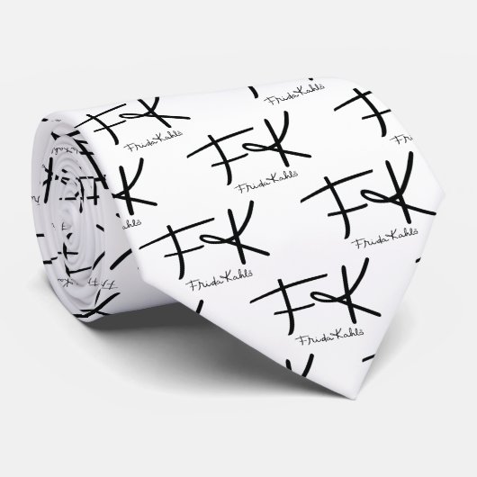 Cravate Frida Kahlo "FK" Monogram Signature Pattern (Roulé)