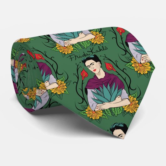 Cravate Frida Kahlo | Mi Mexico Lindo Pattern (Roulé)