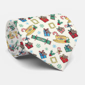 Cravate FRIENDS™ | Motif d'icônes de Noël (Roulé)