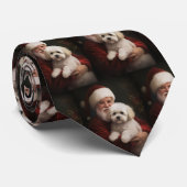 Cravate Frise de Bichon avec Noël Festif du Père Noël (Roulé)
