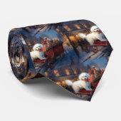 Cravate Frise de Bichon Frise Festin de Noël (Roulé)