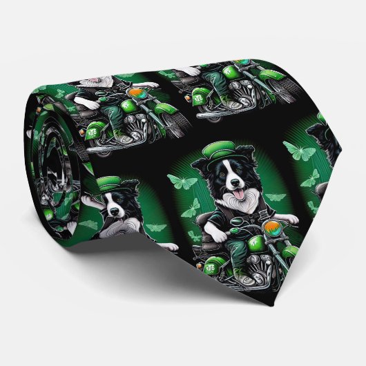 Cravate Frontière Collie Chien Conduite Vélo St. Patrick's (Roulé)