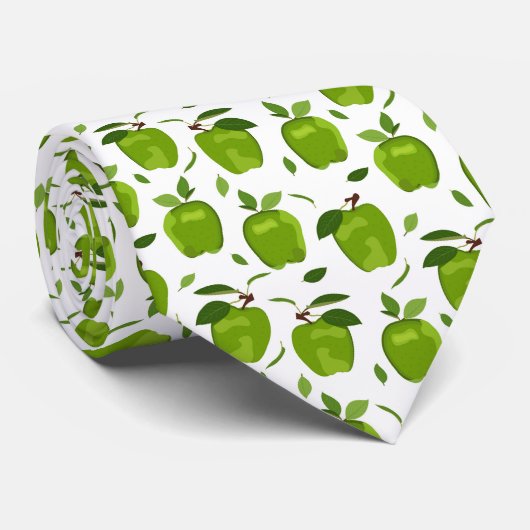 Cravate fruit cool vert pomme carrelé (Roulé)