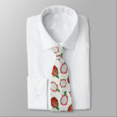 Cravate Fruit de dragon rouge sur blanc (Attaché)