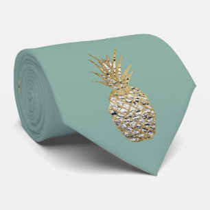 Cravate Fruit de marbre chic moderne d'ananas d'or