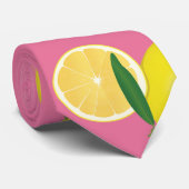 Cravate Fruit d'été Citrons jaunes sur rose (Roulé)