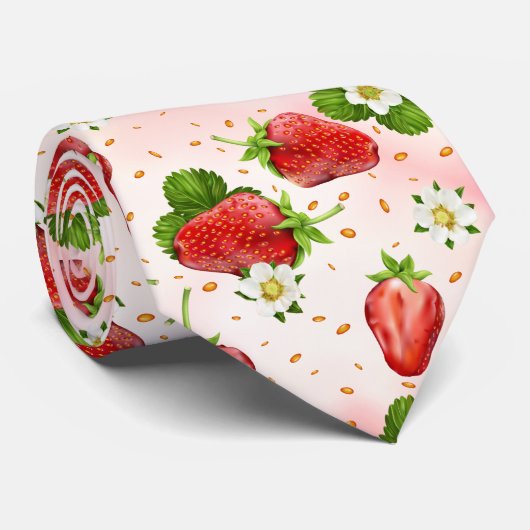 Cravate Fruit fraise Fun été (Roulé)
