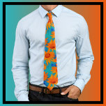 Cravate Fruit tournesol orange avec bleu aqua<br><div class="desc">Des tournesols oranges funky avec bleu aqua de Loud et Sassy pour égayer votre journée !</div>