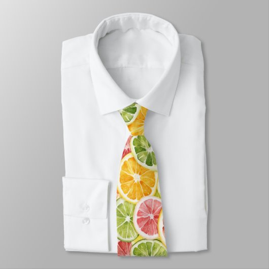 Cravate Fruits Citriques Lime Citron Orange Pamplemousse (Attaché)
