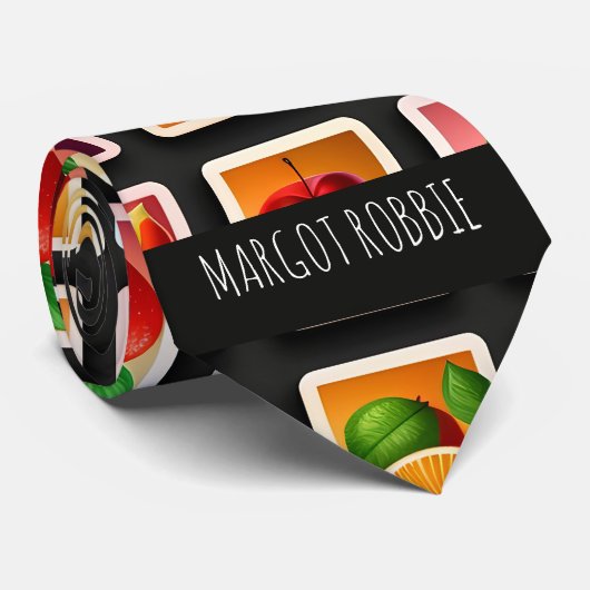 Cravate Fruits en boîte carrée Motif vert rouge (Roulé)