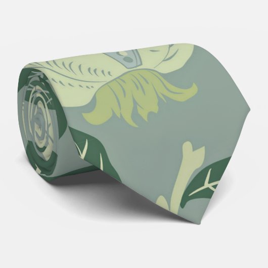 Cravate Fruits et grenade, tons verts (Roulé)