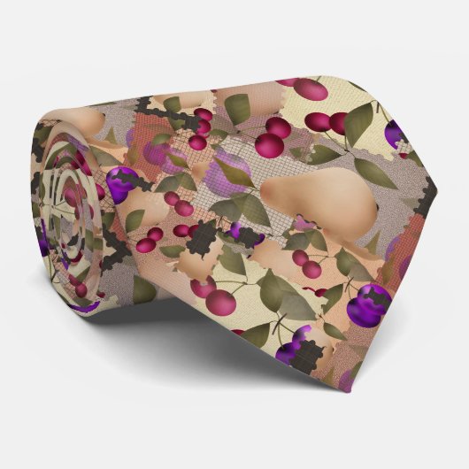 Cravate Fruits, patchwork (Roulé)