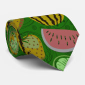 Cravate Fruits tropicaux motifs et vert arrière - plan (Roulé)