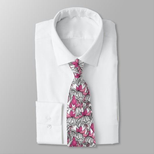Cravate Fuchsia en blanc et rose (Attaché)