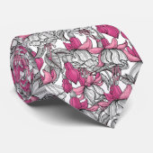 Cravate Fuchsia en blanc et rose (Roulé)