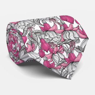 Cravate Fuchsia en blanc et rose
