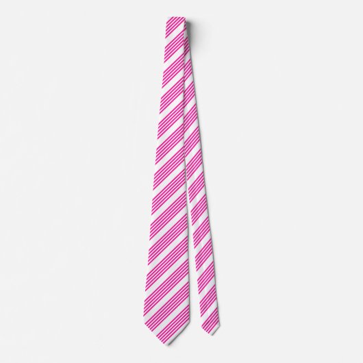 Cravate Fuchsia et blanc cinq bandes motif (Devant)