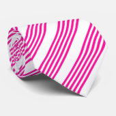 Cravate Fuchsia et blanc cinq bandes motif (Roulé)